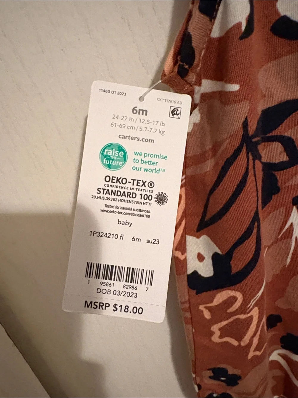 Carter's Rust Floral Sleeveless Baby Romper